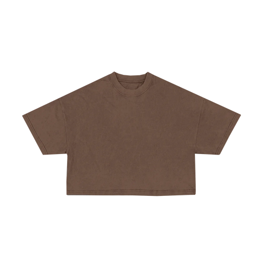 Heavy Weight Cropped T-Shirt - Braun Front