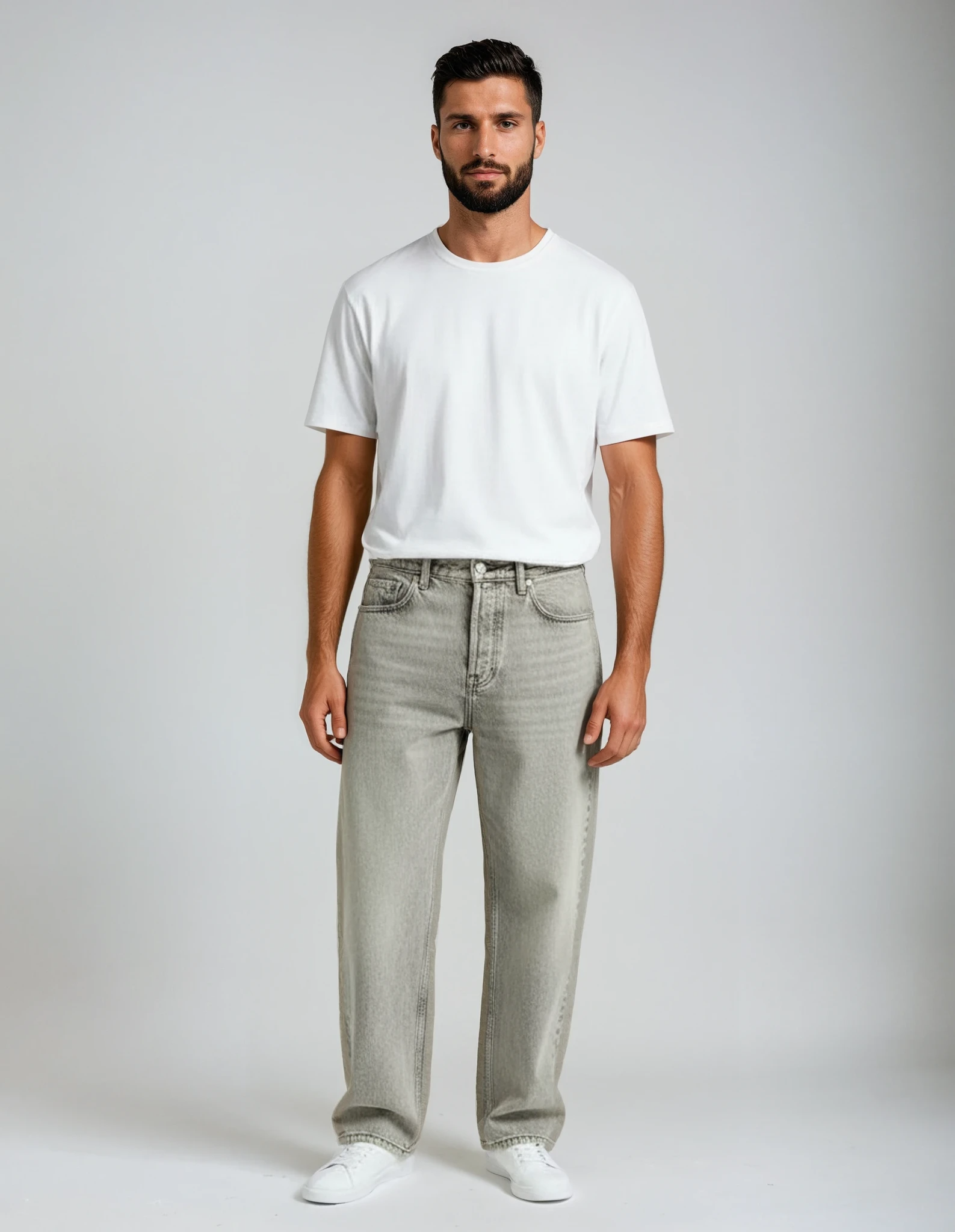 Faded Mid Grey Loose Jeans