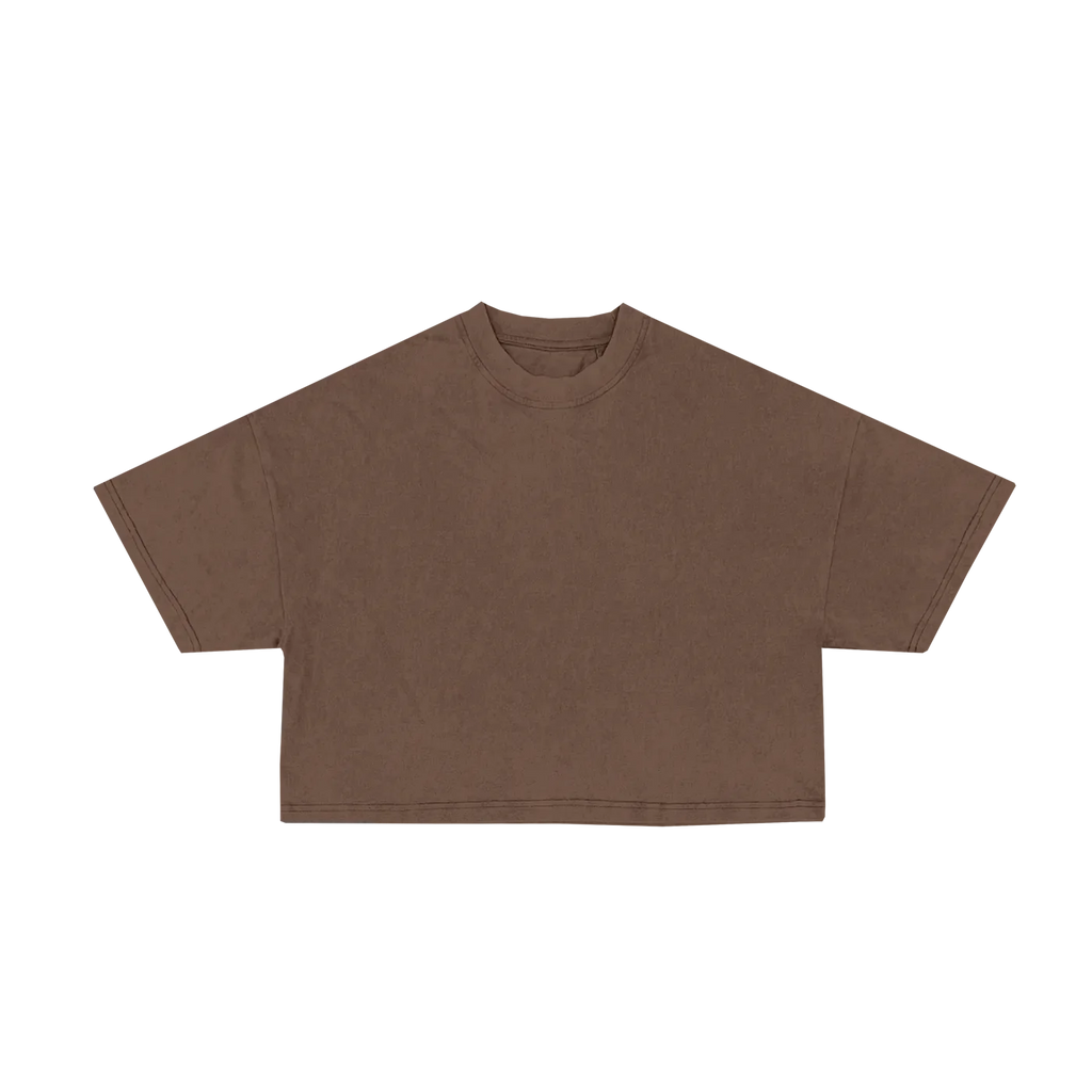 Heavy Weight Cropped T-Shirt - Braun Front