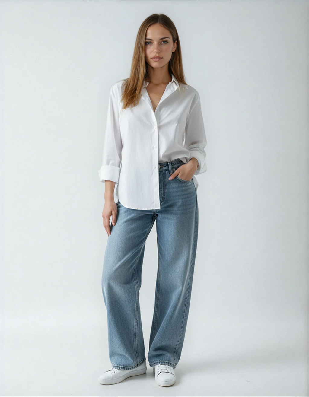 Faded Mid Blue Loose Jeans