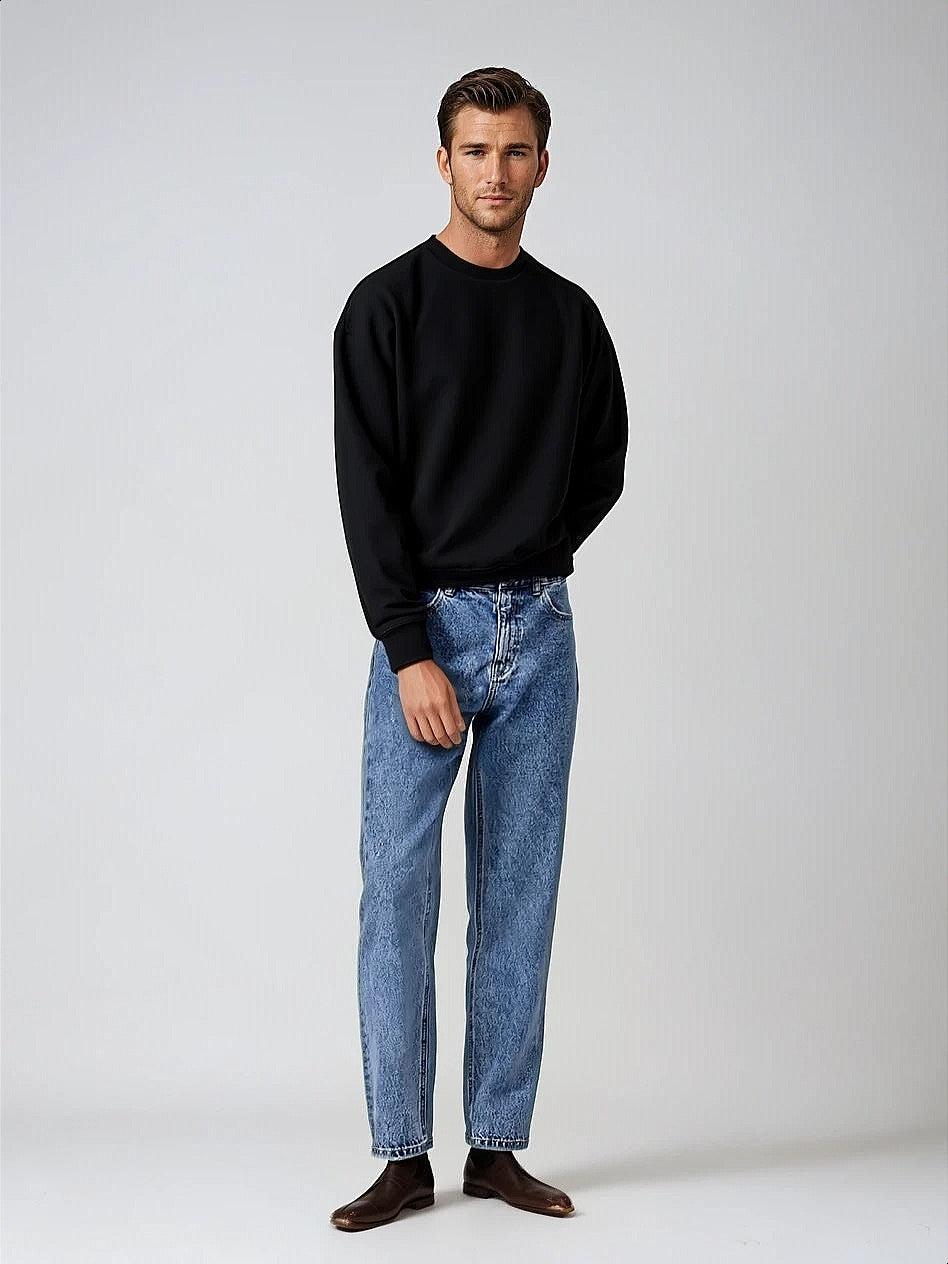Oversized Crewneck Sweater - Schwarz