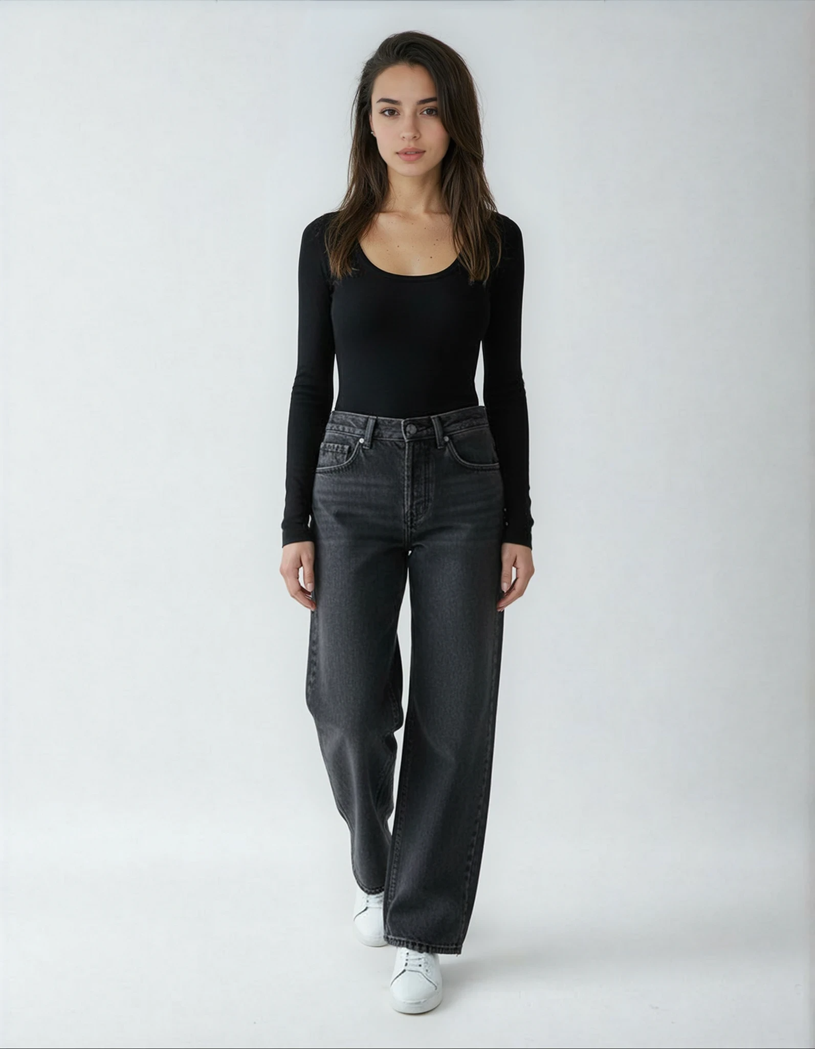 Faded Mid Black Loose Jeans