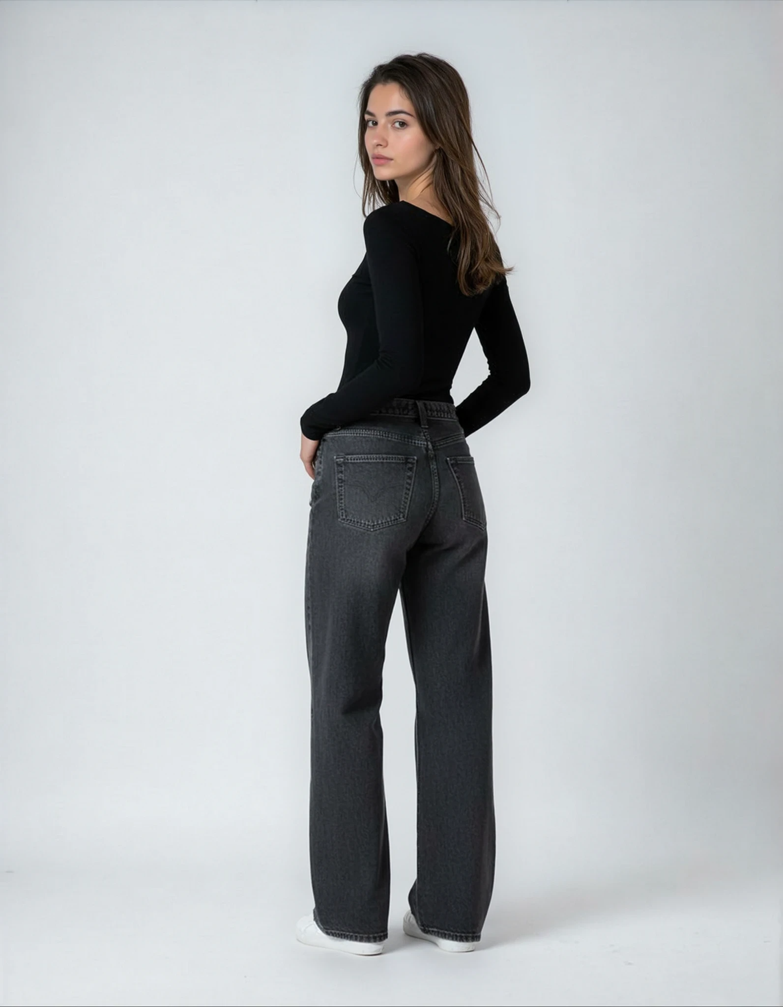 Faded Mid Black Loose Jeans